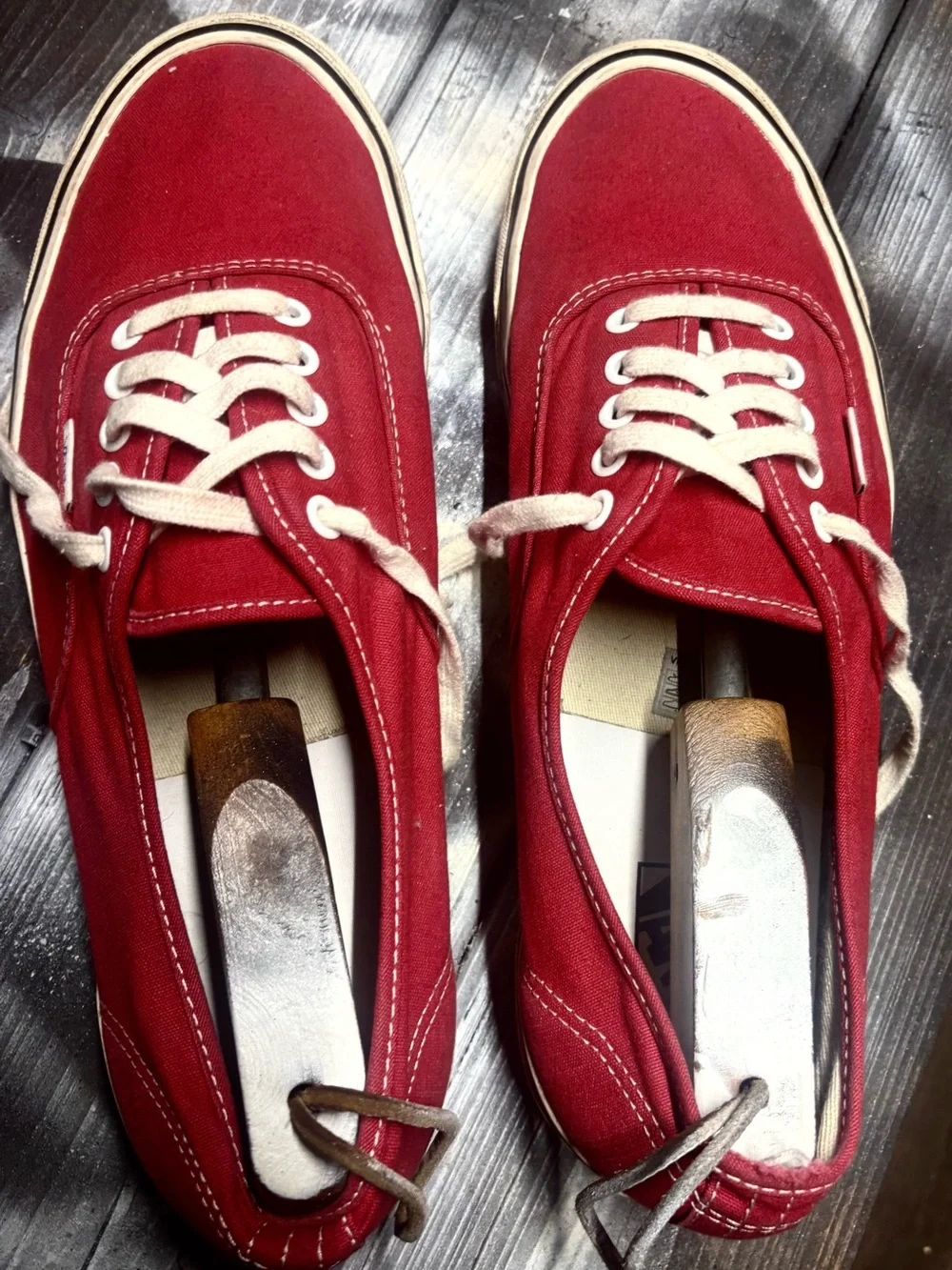 Red Vans sneakers with white laces and black trim size 13 good condition